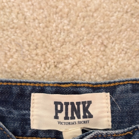 Pink (Victoria Secret) Denim Distressed Women’s Shorts — Blue - Picture 2 of 3